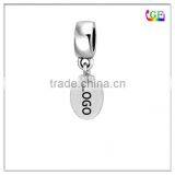 Custom Metal Oval Dangle Bead Charms for Bangle Bracelet Engraving Logo Words Letter thumbnail-1
