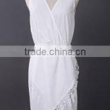 White Plain Lace Irregular Sleeveless Dress White Dresses for Women Dress Fashion thumbnail-1