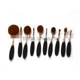 Custom Logo Professional Toothbrush Shape Rose Gold Oval Makeup Brush Set thumbnail-6