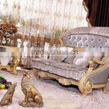 Luxury European Victorian Style Living Room Beige Sofa Set/Fancy Palace Wood Carving Tufted Button Fabric Sofa With Cushions thumbnail-4