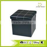 Storage Ottoman Faux Leather Collapsible Foldable Seat Foot Rest Stool Seat thumbnail-1