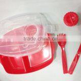 Food Grade Plastic Microwaveable 3 Compartment Lunch Box With Lock thumbnail-2