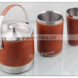 Stainless Steel Ice Bucket With Copper Finish in Middle thumbnail-1