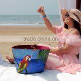 Handpainted Straw Woven Beach Bag, Tote Bag Beach thumbnail-5