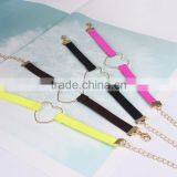 Gold Hollow Heart Charm Suede Leather Bracelet Lovers Jewelry Gifts thumbnail-4