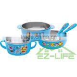 Stainless Steel Baby Food Feeding Bowls With Spoon and Fork Kids Cutlery Set thumbnail-2