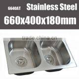 26 Inch Equal Double Bowl Stainless Steel Kitchen Basin Sink 304 Stainless Steel thumbnail-1