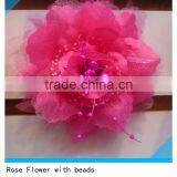 Hot Pink Rose Flower With Beads and Pearl thumbnail-1
