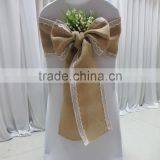 100% Natural Burlap Hessian Chair Sash With Lace Band at 2 Side for Rustic Wedding thumbnail-4