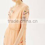 Woman Short Sleeve Flower Embroidered Midi Length Fashion Dress thumbnail-3