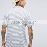 Custom Short Sleeve Button Placket Grey Stripe Pattern Design Men's 100% Cotton Breathable Pique 200g Casual Regular Polo Shirt thumbnail-2