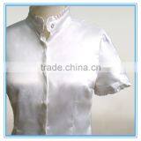 New Design Stand Collar Short Sleeve White Shirt For Women thumbnail-3