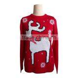 Red Jacquard Pattern Acrylic Women Knitted Christmas Sweater thumbnail-2