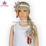 Summer Girls Sleeveless White Above Knee Dress With Colorful Rainbow Tulle Hem thumbnail-2