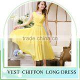 2016 Summer Hot Sale Sleeveless V Neck Long Dress Skirt for Girls Beach Dress thumbnail-2