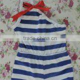 Summer New Arrive Toddlers Clothing Cool New Design One-shoulder Blue and White Stripes Cotton Romper Summer Hot Sale 2016 thumbnail-3