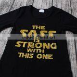 2016 Yawoo Black Long Sleeve Cotton Letters Embroidery Fall Top Kids Boutique Shirts thumbnail-2