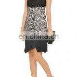 Fashion Lace Dress Designs Black Hot Sexy Photos Mini Dress Crepe Paneled Lace Dress thumbnail-3