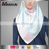 Elegant Muslim Accessory Women Digital Printed Square Tudung Silk Scarf Or Shawl