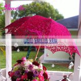 A0104 Fuchsin cotton lace umbrella parasol wedding