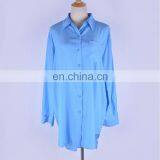 2019 Blue Casual Roll Up Sleeve Womens Tops and Blouses Plus Size Beachwear Women Shirts Blusas Mujer de Moda Blusas thumbnail-2