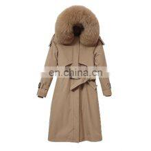 Women's Large Fur Collar Cotton-padded Jacket Women's Long Section Winter New Style Fashionable Over-the-knee One-coat Parkas thumbnail-1