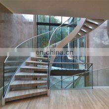 China Manufacturer Modern Design Prefabricated Stairs Wooden Curved Staircase thumbnail-1