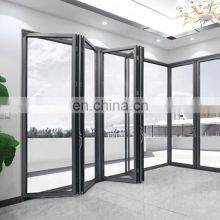 Black Frame Security Prehung Patio Aluminum Accordion Folding Sliding Glass Doors for Sale thumbnail-1
