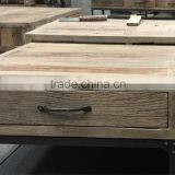 RE-1527 Industrial Furniture Recycled Wood Metal Frame Coffee Table thumbnail-3