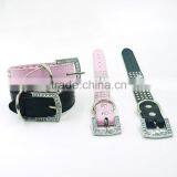 Wholesale Leather Bracelet With Diamonds and Round Smooth Metal thumbnail-2