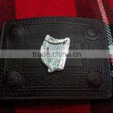 Scottish Kilt Belt Buckle Made Of Brass Material With Black Finish Front Side Harp Badge thumbnail-2
