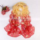 Wholesale Latest Design Lady Floral Screen Printing Silk Scarf thumbnail-5