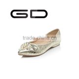 GD golden and silver shallow girls no heel leisure shoes with glitter and beads