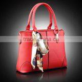 Bostom Bag Leisure PU Handbag With Silk Bowknot Ribbon Custom Beautiful Leather Handbag Tote Bag for Lady in Guangzhou thumbnail-4