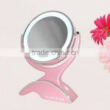 Pink LED Cosmetic Mirror With 1x & 10x Magnification