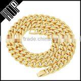11mm Gold Grooved Cuban Link Curb Chain Necklace thumbnail-1