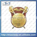 Custom Souvenir 3D Gold Metal Wooden Badge Shield Award Trophy Plaque