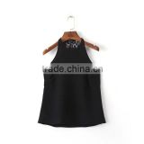 women clothing mock neck trapeze chiffon shirt of sleeveless women shirt