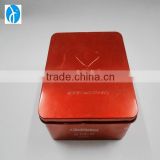 Metal box for gift packaging with hinge
