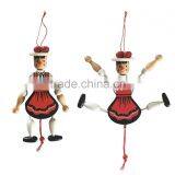 Wooden hot sale custom pull string doll in good quality funny wonden marionette
