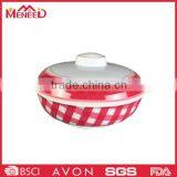 OEM & ODM environment full plaid print candy color melamine plastic bowl with lid for noodle