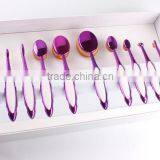 New Wholesale Toothbrush Shaped Foundation Brush 10 Pcs Pink and White Oval Makeup Brush Set thumbnail-2
