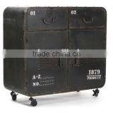 Industrial Loft 2 Drawers 2 Door Storage Cabinet With Wheels thumbnail-1