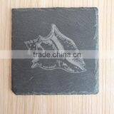Natural Lazed Black Slate Coaster With Sea Shell Designs thumbnail-1