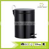 5 Liter/1.3 Gallon Round Step Color Pedal Metal Trash Bin, Stainless Steel Trash Can (Black) thumbnail-1