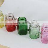 Colorful Glass Mason Jar With Emboss Logo and Lid thumbnail-1