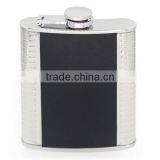 4 OZ Flagon With Black Twill Leather Hip Flask thumbnail-1