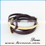 Fashion Jewelry Wholesale Leather Steel Anchor Hook Bracelet Men ,Custom Jewelry Nautical Bracelet Leather thumbnail-5