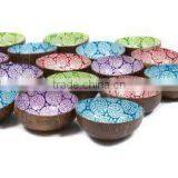 Vietnam Lacquer Coconut Shell Bowl / Mother of Pearl Inlaid Lacquer Bowl thumbnail-2