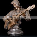 Bronze Foundry Home Decor Metal Craft Man Guitar Bust Bronze Sculptures thumbnail-2